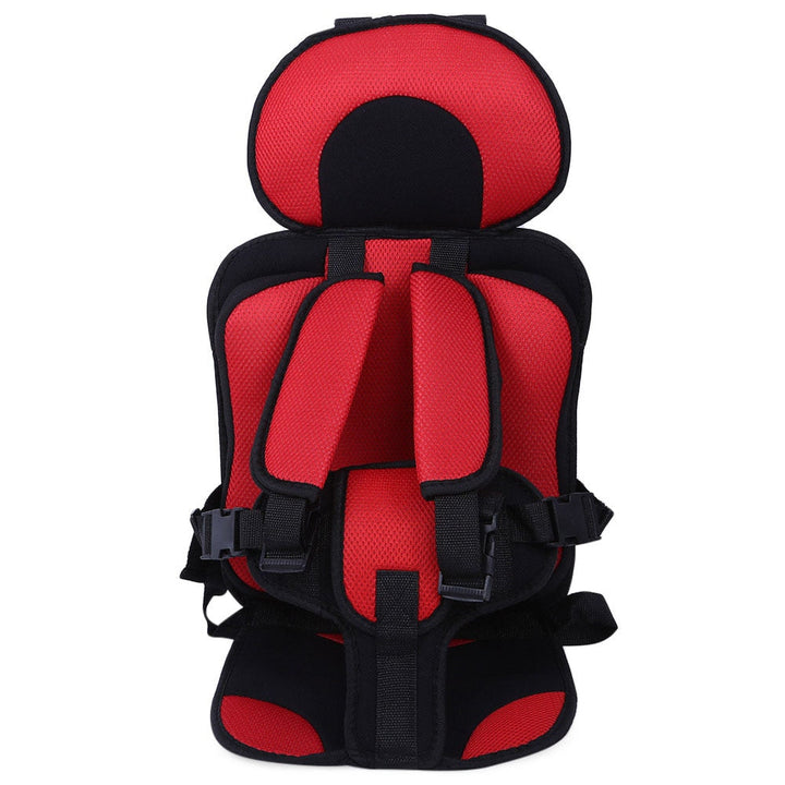 Detail of the secure buckle system on a high-quality children's car seat, ensuring child safety.