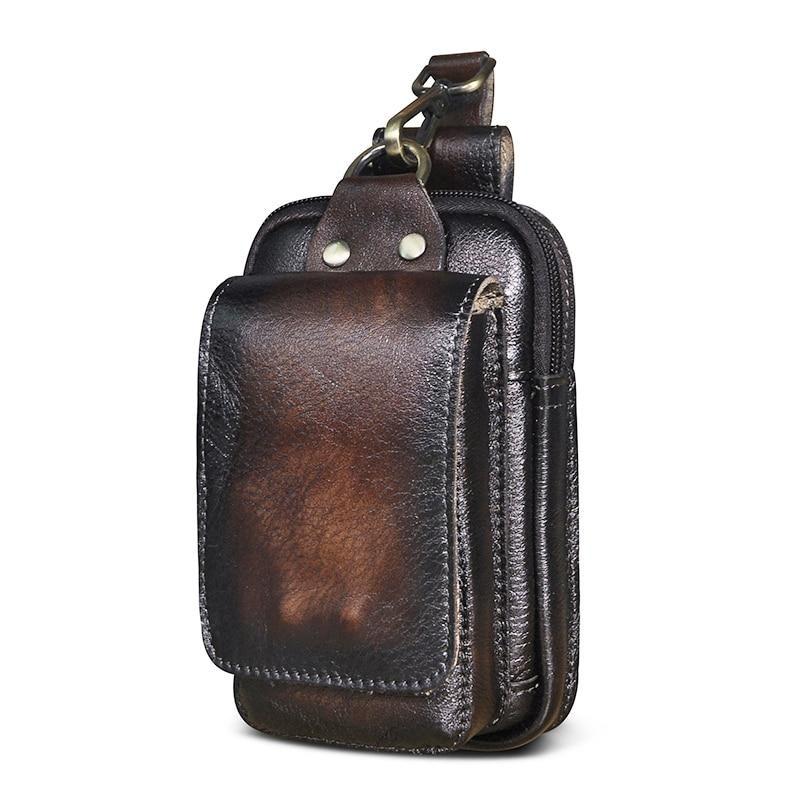 Men's genuine leather crossbody waist pack, perfect for secure, hands-free daily essentials.