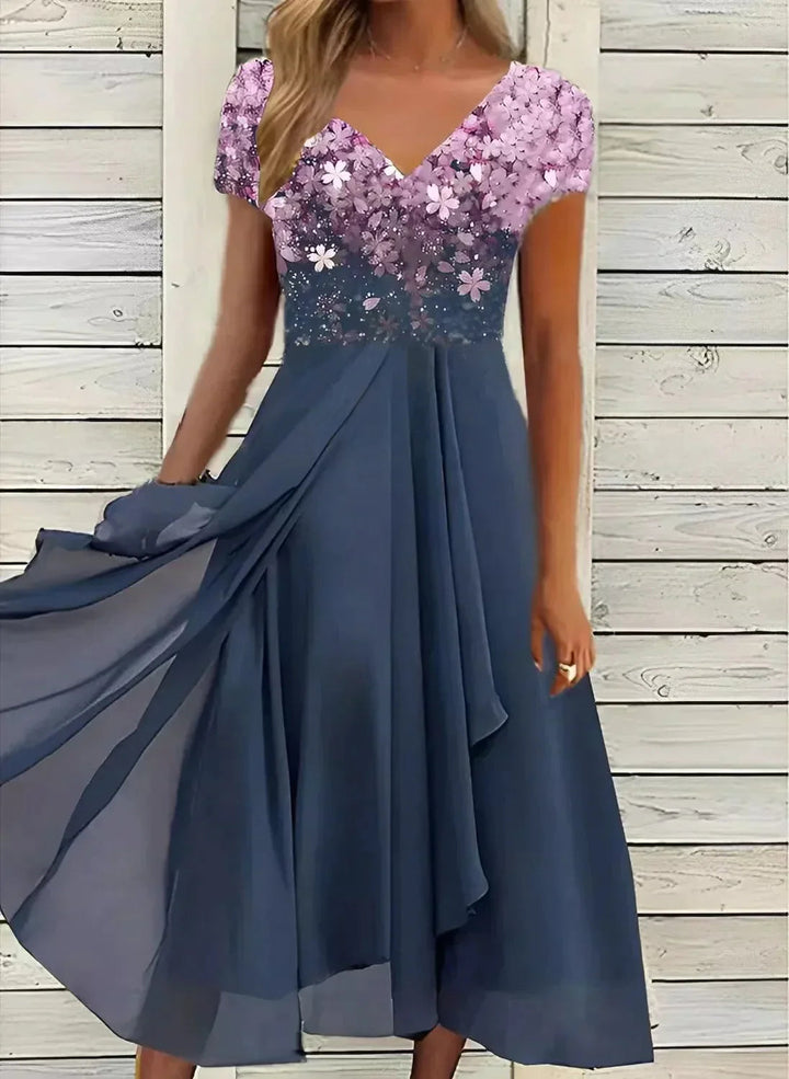Versatile Soraya women's midi dress, transitions from casual summer days to elegant evening wear.