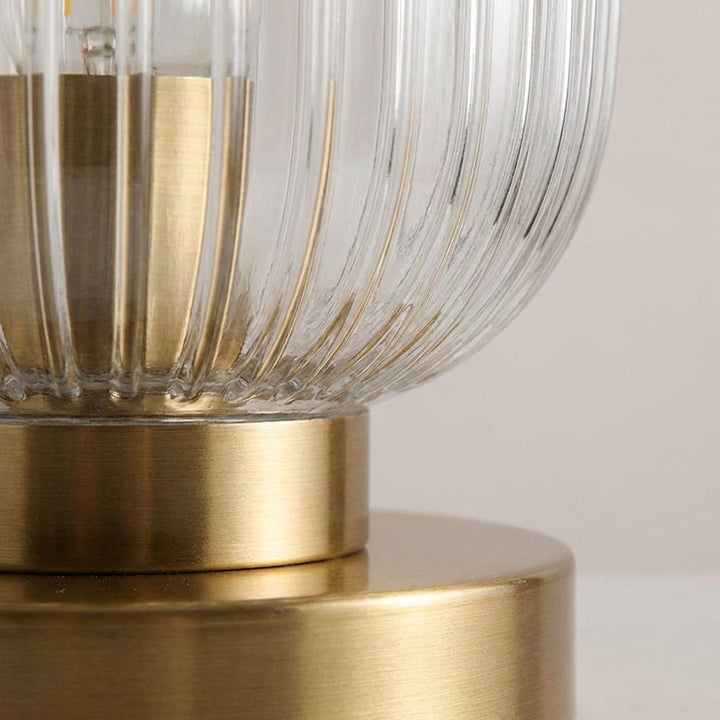 Stylish Glintora ribbed glass table lamp, perfect LED lighting for living room decor