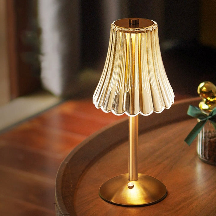 Golden Crystal Touch Control Table Lamp, rechargeable LED for modern home decor
