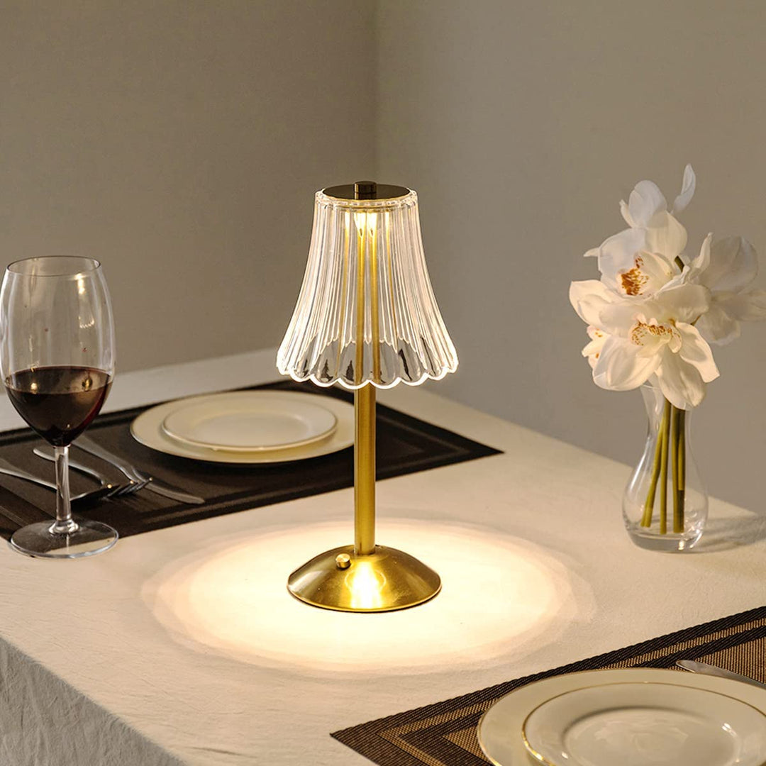 Modern golden crystal table lamp, rechargeable and portable home decor lighting