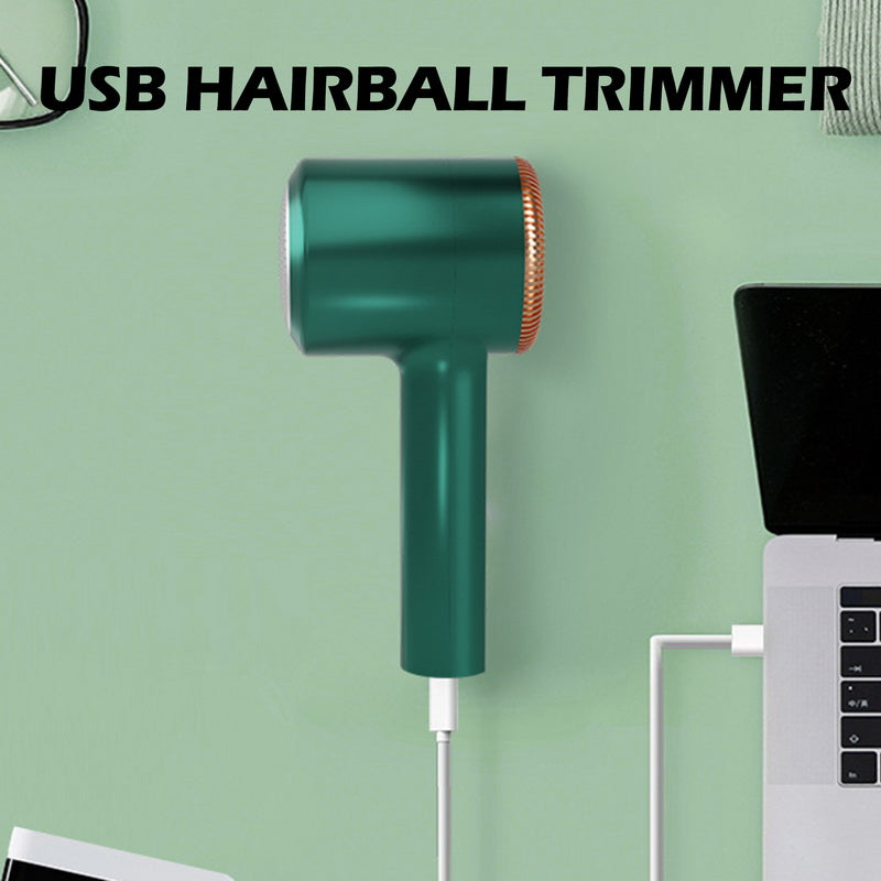 Modern green USB rechargeable lint remover appliance, a portable clothes fuzz cleaner.
