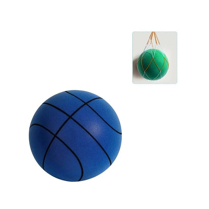 Soft foam Silento basketball, green & yellow, enabling quiet indoor sports for kids