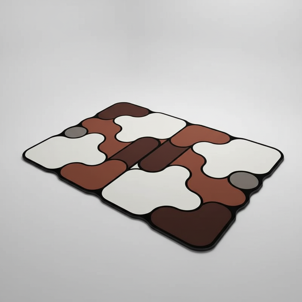 Soft, absorbent knitted bath mat, non-slip and padded for luxurious bathroom foot comfort.