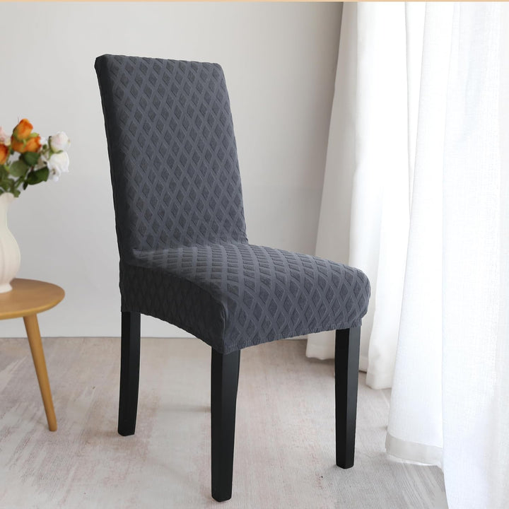 Grey Universal Stretch Dining Chair Cover, protects furniture, easy fit ChairGuard