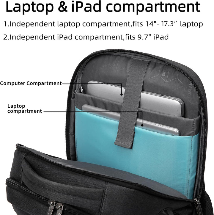 Detailed view of water-resistant material on grey unisex travel backpack