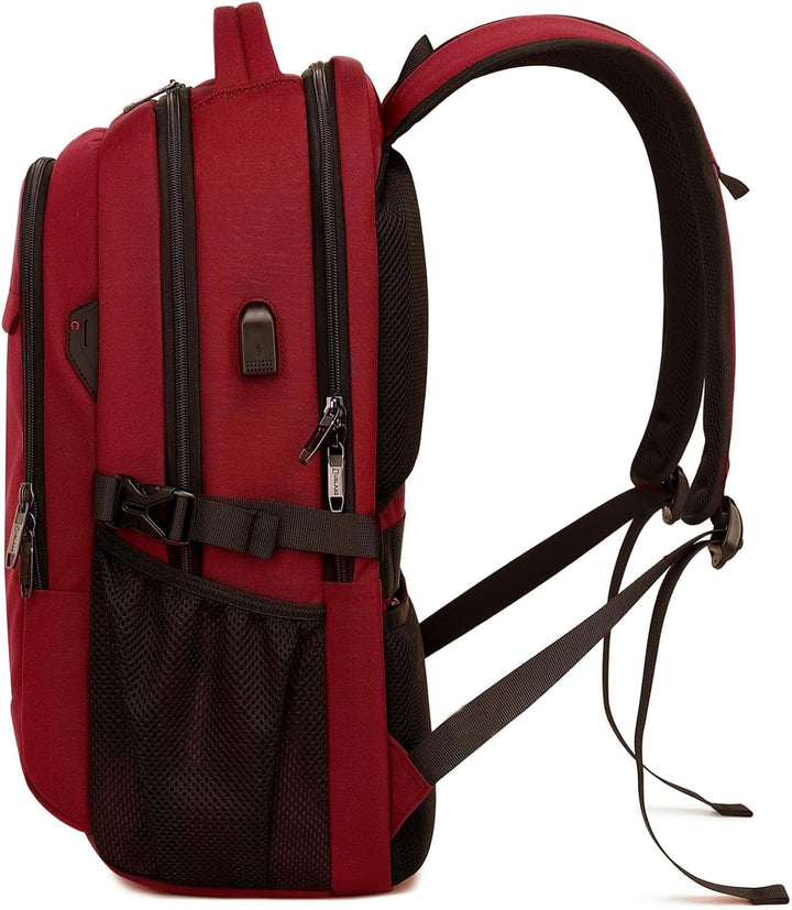 Grey work bag backpack with USB port, open for laptop and accessories