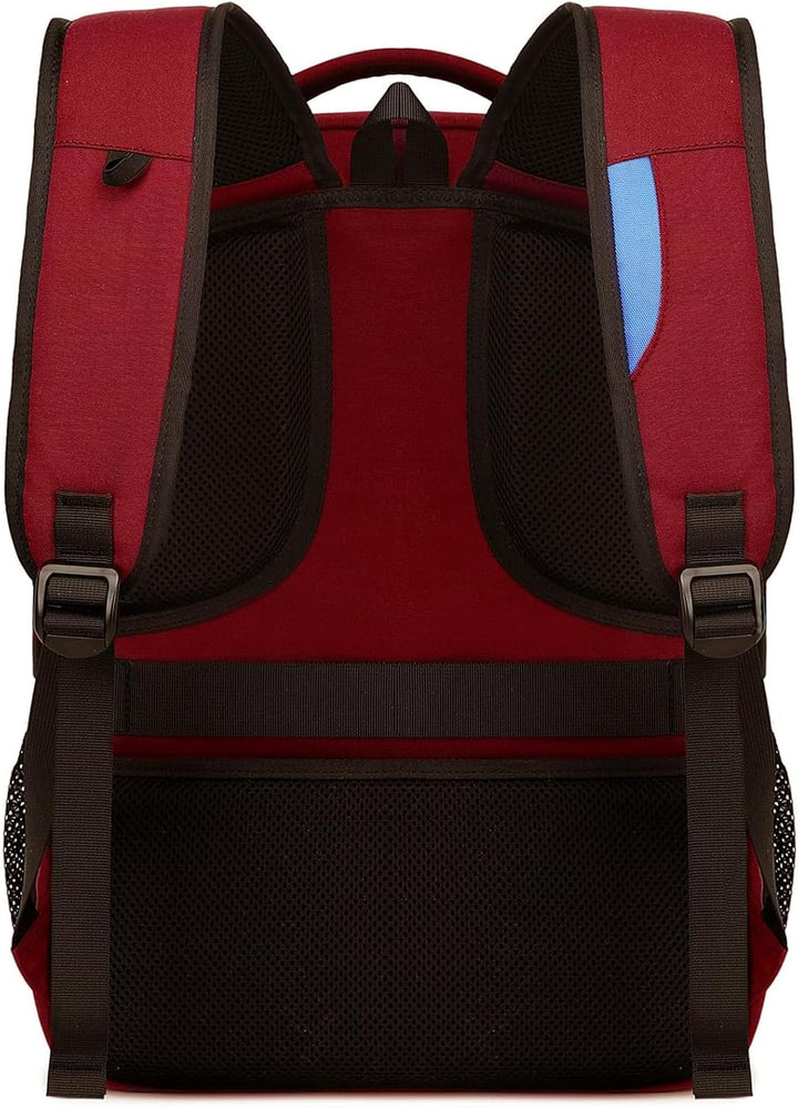 Black work bag backpack with USB port, open for laptop and accessories