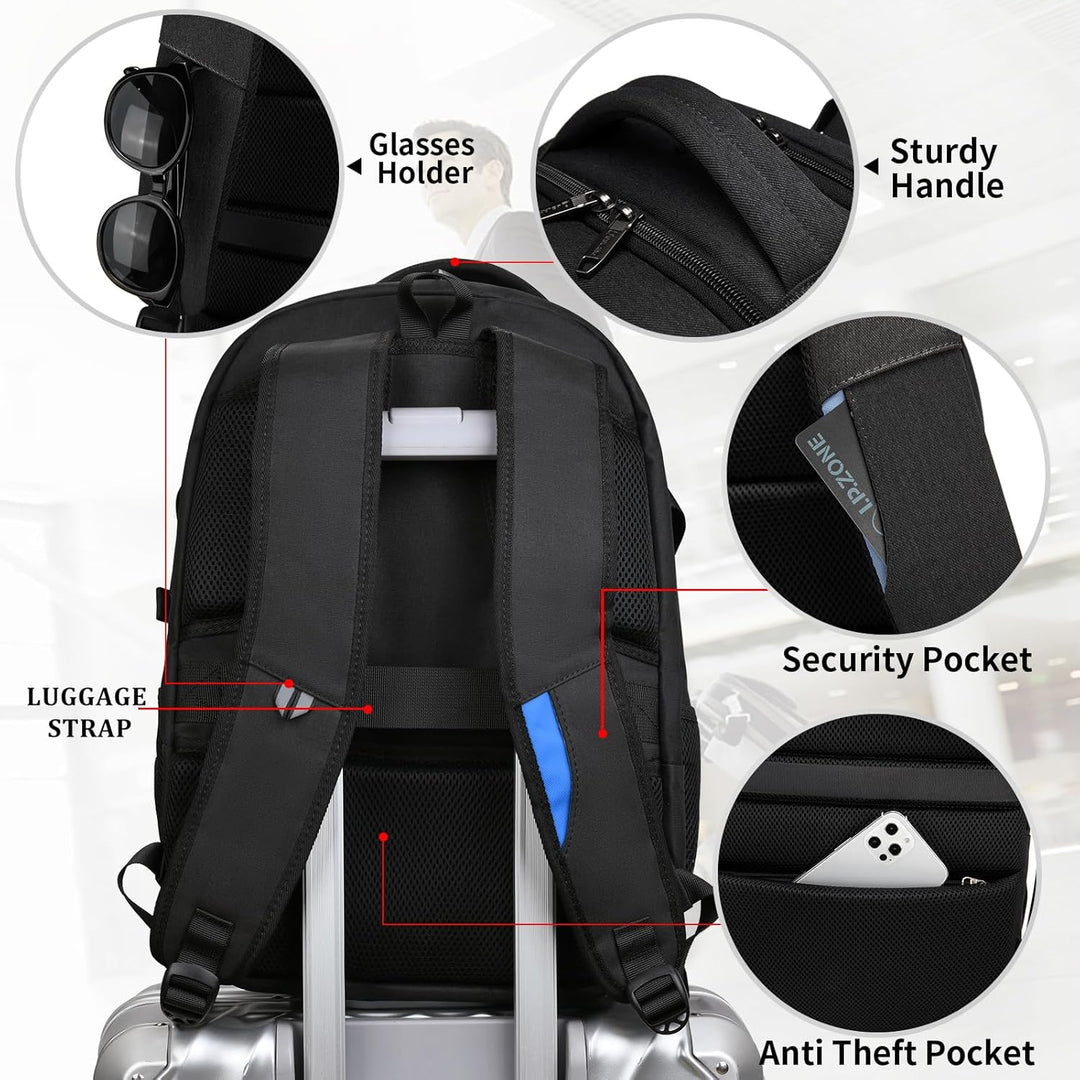 Water-resistant travel backpack in grey, perfect for business trips