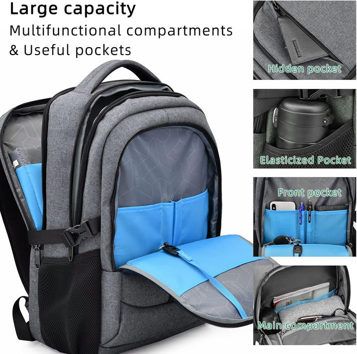 Unisex laptop backpack for business travel, grey professional look