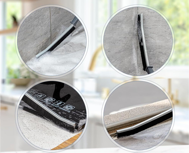 Hard bristle deep cleaning brush for grout & tiles, removing tough dirt in bathrooms & kitchens.