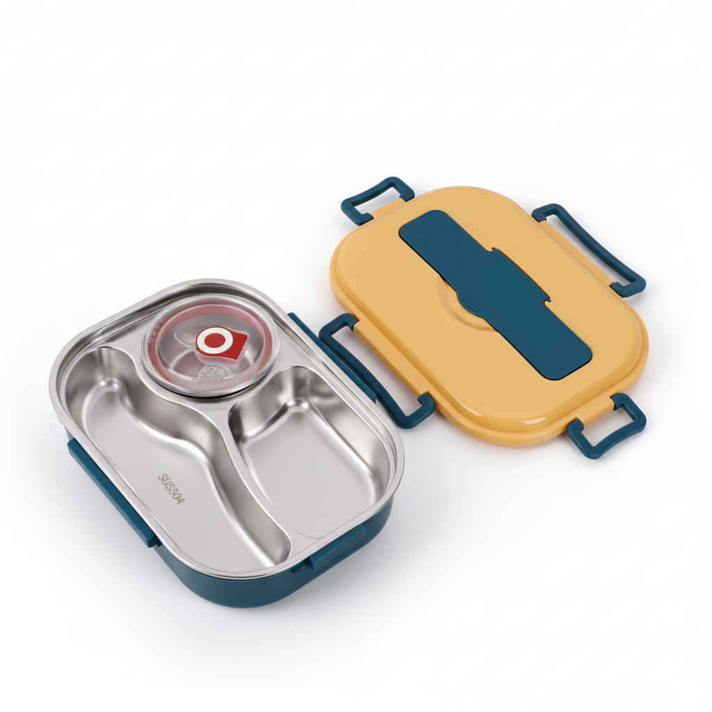 HeatNook bento box with secure clasps, ideal for office, school, or travel food storage