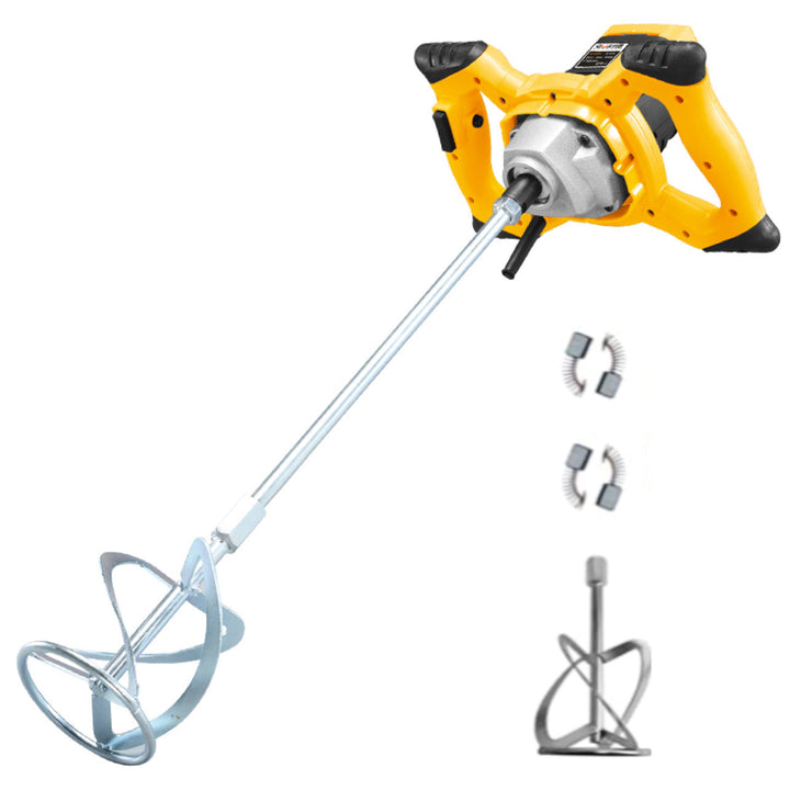 Durable construction tool: electric material mixer for liquids, concrete, plaster, and paint. Contractor-grade.