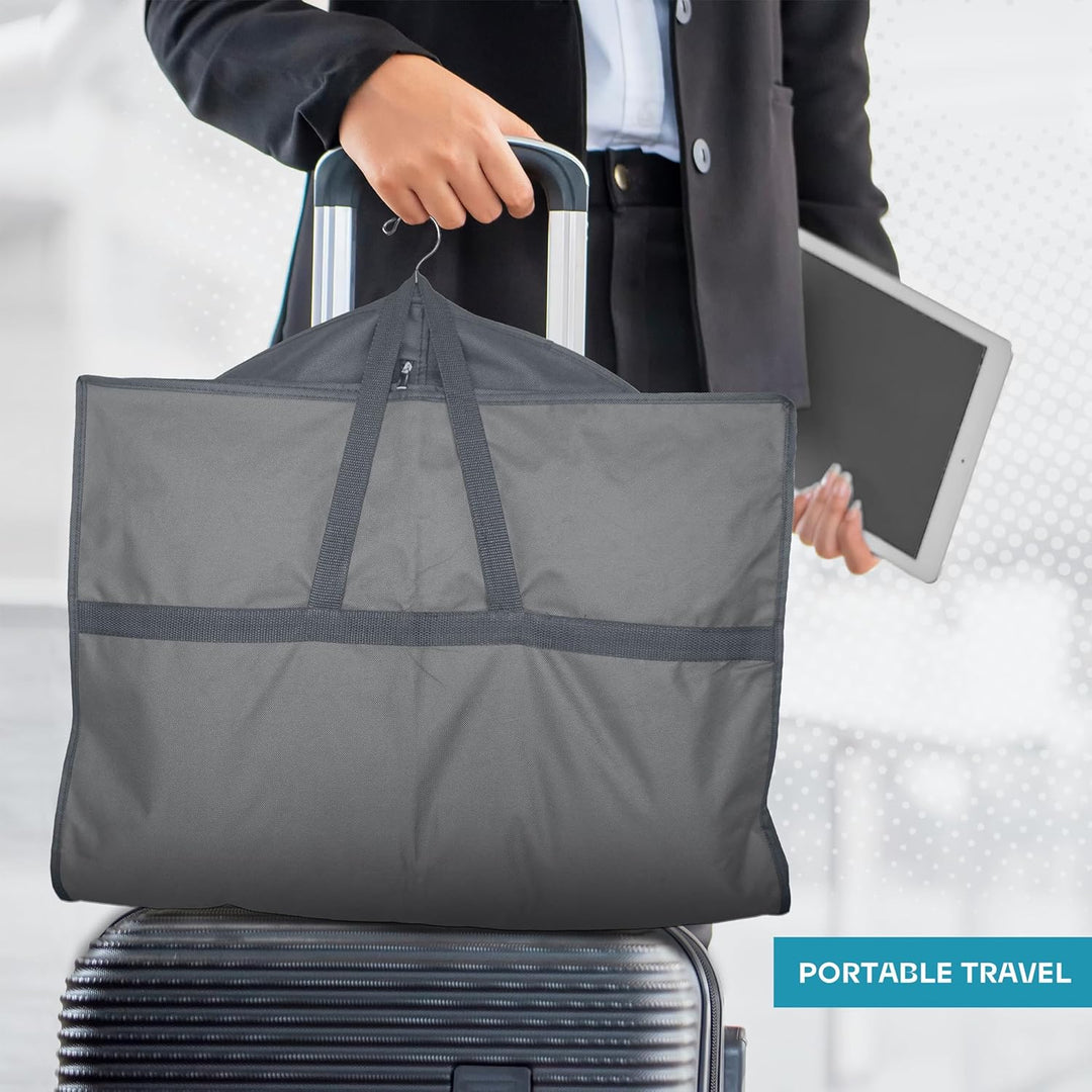 Wrinkle-free travel garment bag with clear window. Ideal for business trips & special events.