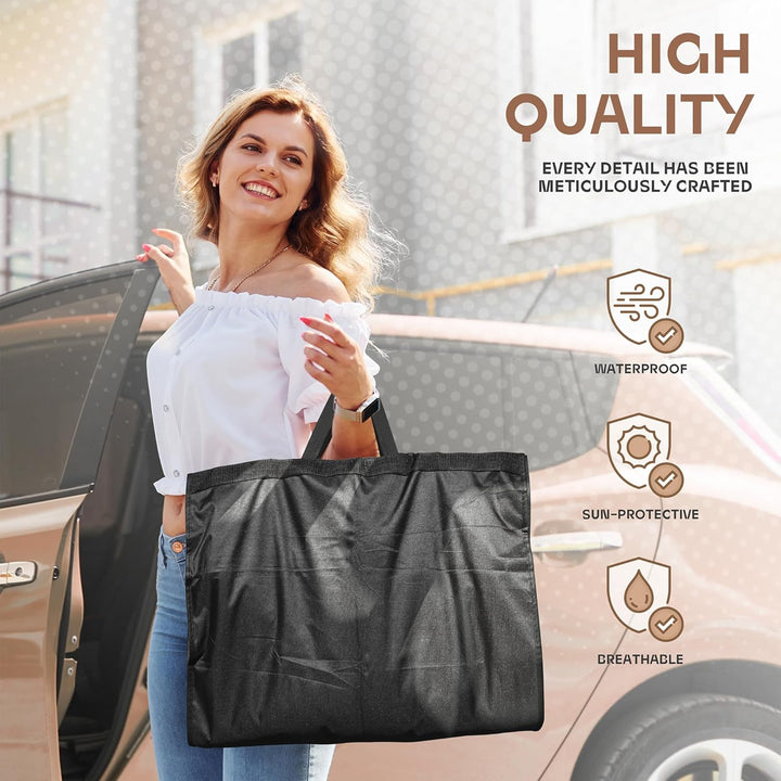 Wrinkle-free travel garment bag, clear window, accessory pockets for shoes or ties.