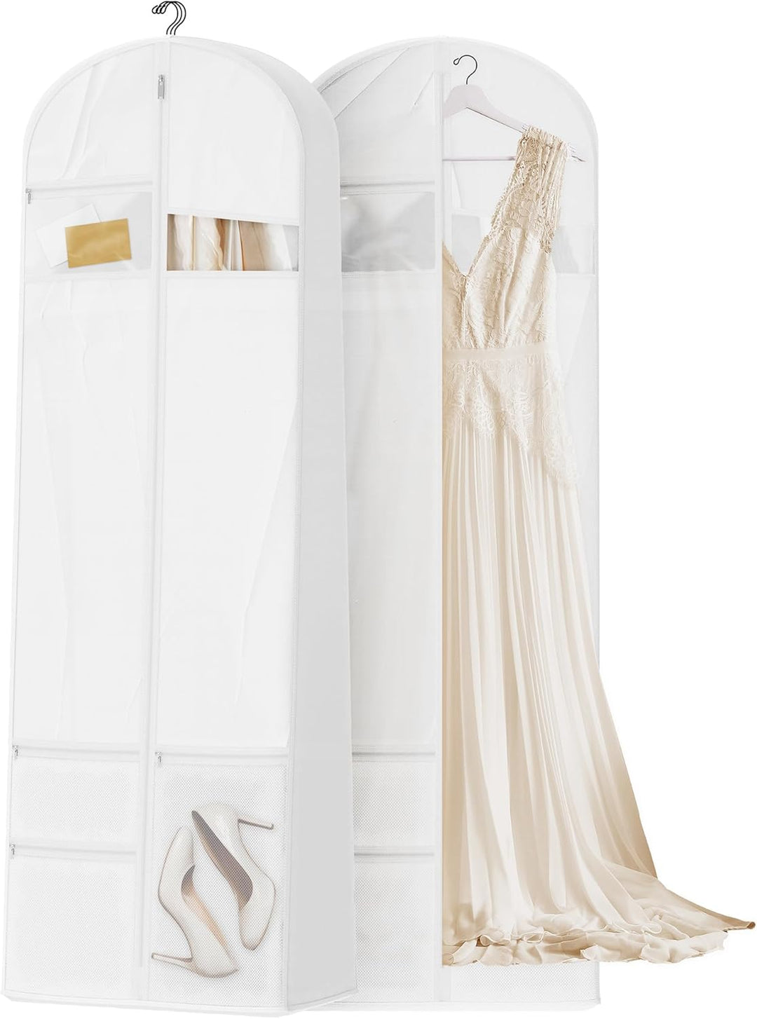 Wrinkle-free travel bag for suits & dresses. Clear window for quick identification.