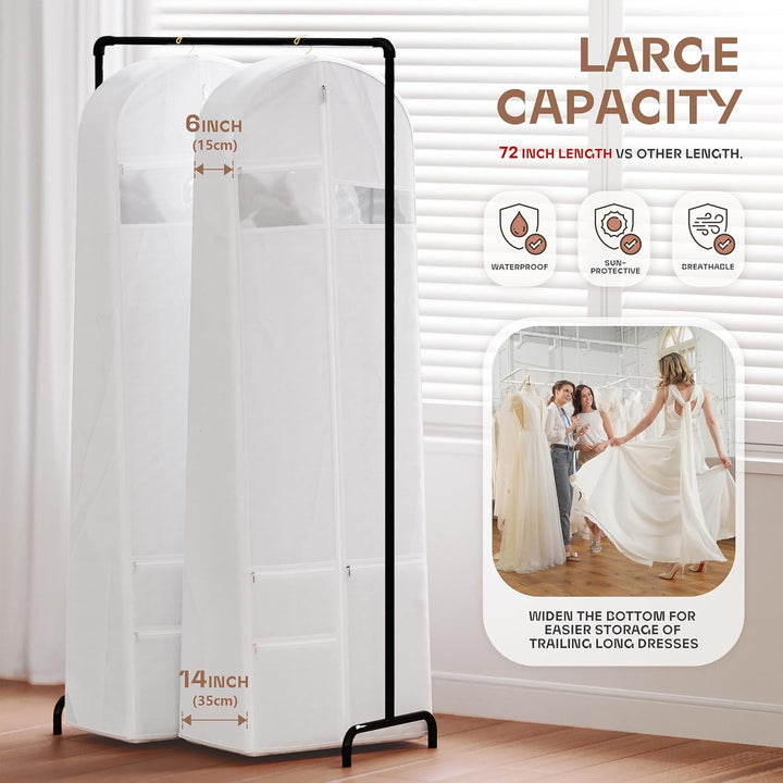 Durable garment bag, clear window. Ideal for keeping clothes organized & protected during travel.