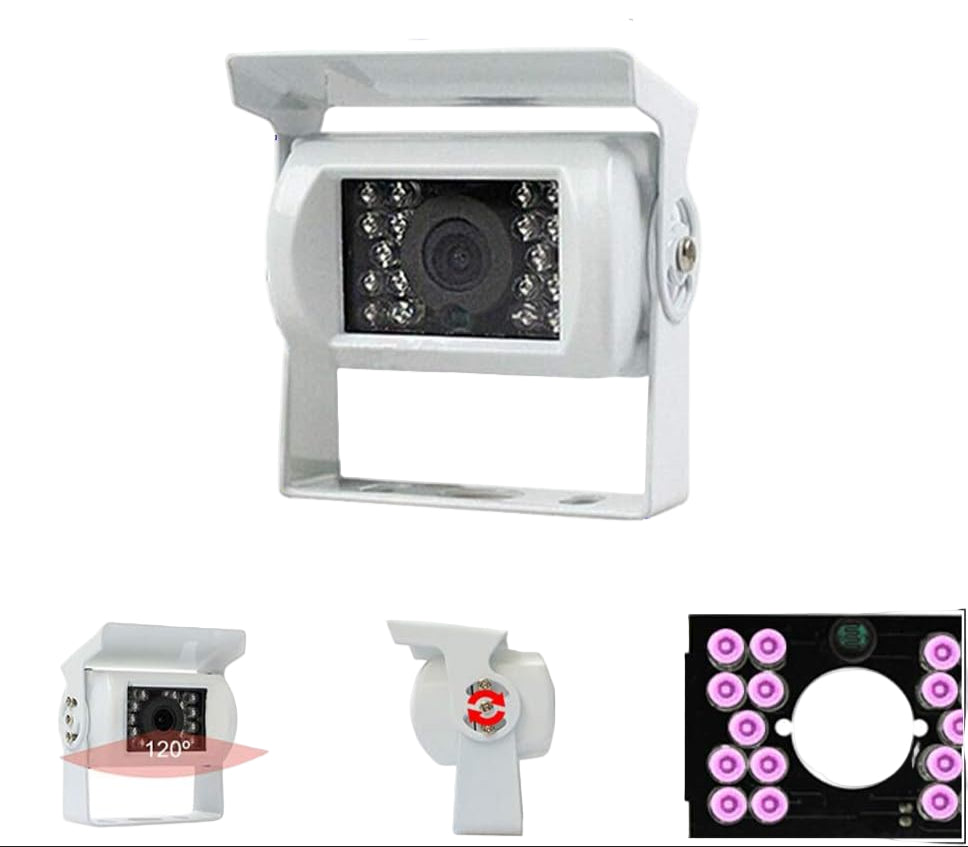 Durable IP68 waterproof truck backup camera, 18 IR LEDs ensure superior night vision for all vehicles.