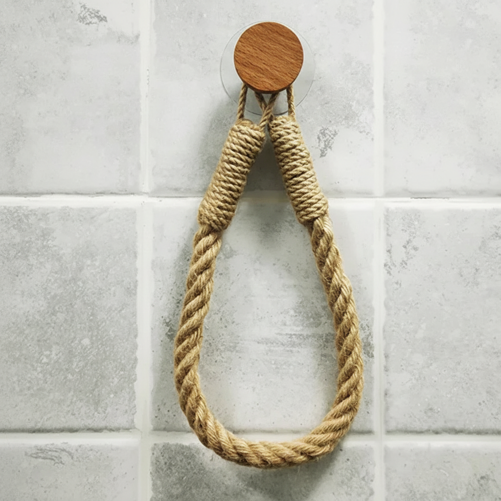 Stylish hemp rope toilet paper holder, wall-mounted for bathroom storage and decluttering