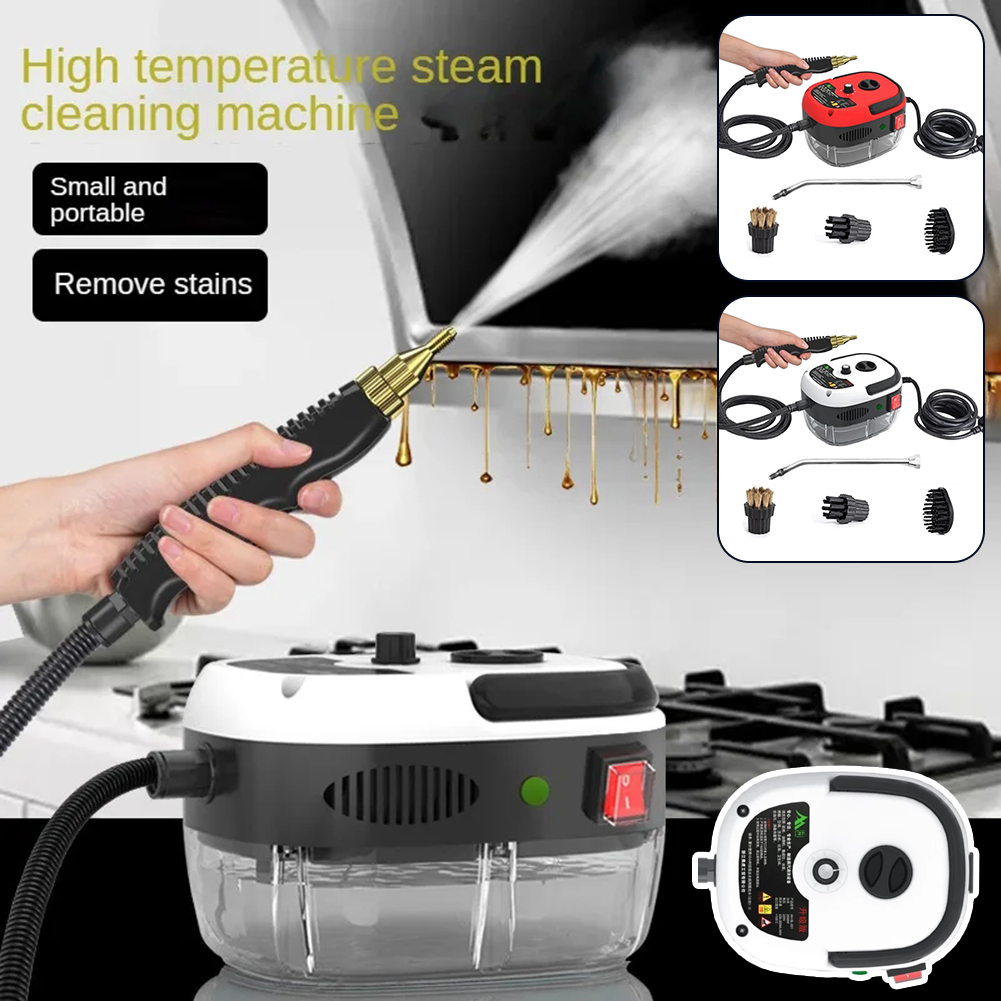 Eco-friendly 2500W steam cleaner sanitizing kitchen surfaces with high-pressure steam