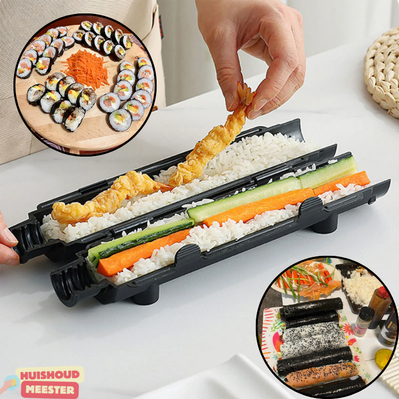 Delicious homemade sushi rolls made effortlessly using the Home Kitchen DIY Sushi Maker Kit.