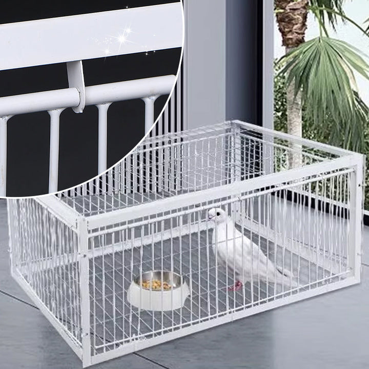 Outdoor humane bird trap cage, ideal for garden pest & wildlife control. Ensures safe capture and animal management.