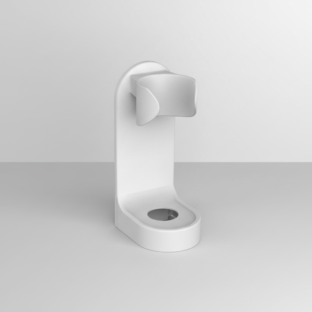 White HygienStay adhesive toothbrush holder, securely mounted on a bathroom wall without drilling, for modern storage.