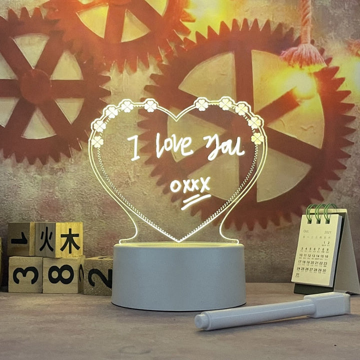 Desktop decor: LED message board displaying a vibrant, handwritten note