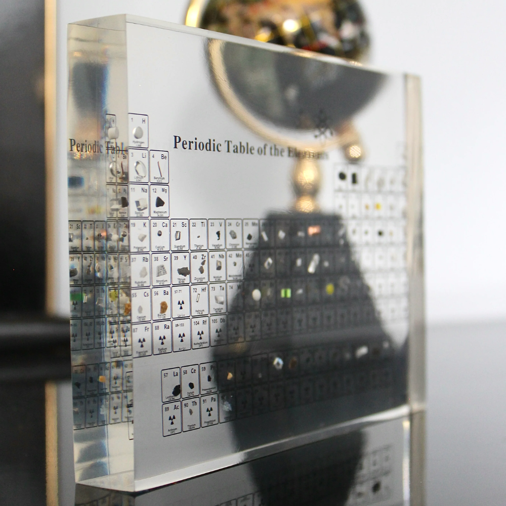 Brightly lit Illuminated Periodic Table, showcasing the beauty and diversity of real elements