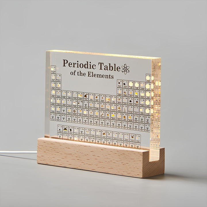 Gift-ready Illuminated Periodic Table with Real Elements, combining education and elegant design
