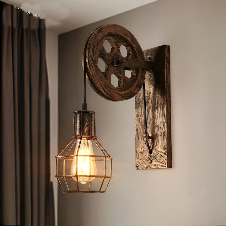 Stylish industrial LED wall lamp, black metal. Adds modern vintage accent lighting to bedroom or living room.