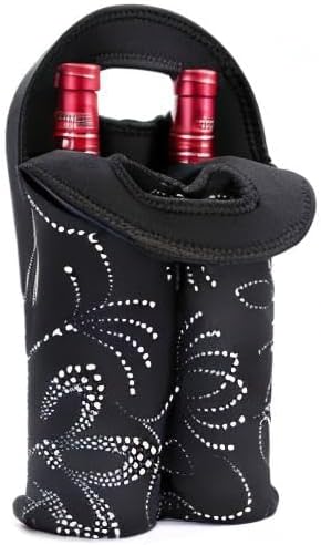 Neoprene insulated wine travel bag with sturdy handles.