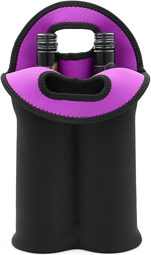 Insulated wine carrier, perfect for keeping two bottles chilled for travel.