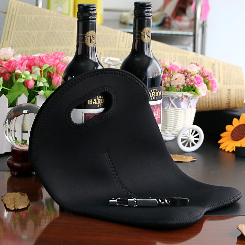 Insulated drink cooler tote, specifically for two wine bottles or spirits.