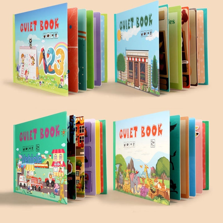 Engaging children's busy book for skill development, a multi-sensory learning experience for preschoolers.