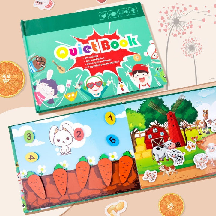 Portable LearnJoy busy book, a perfect travel toy for toddlers to develop essential learning skills.