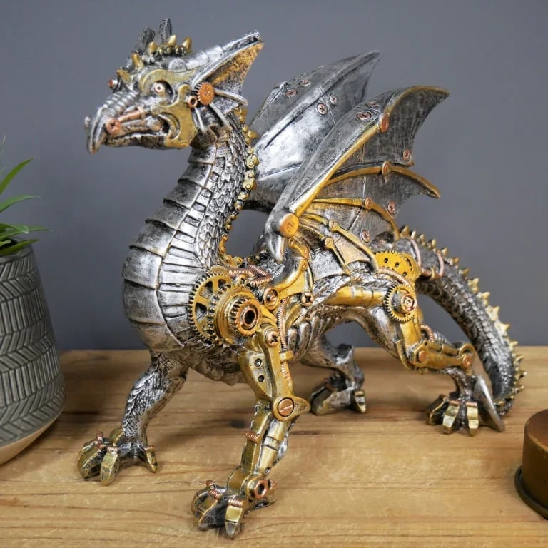 Steampunk mechanical animal figurine, an intricate industrial decor piece or unique gift.