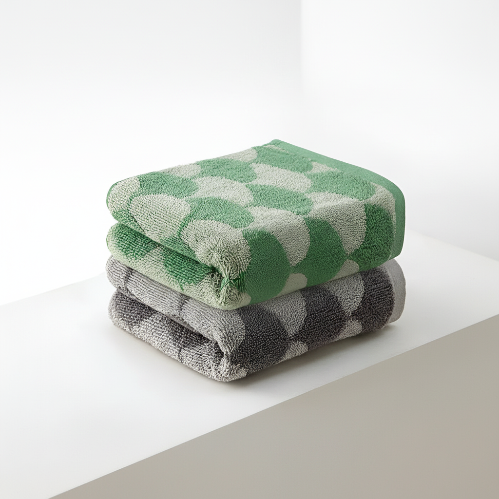Luxury jacquard cotton hand towel, fan motif, an absorbent and soft addition to any modern bathroom.