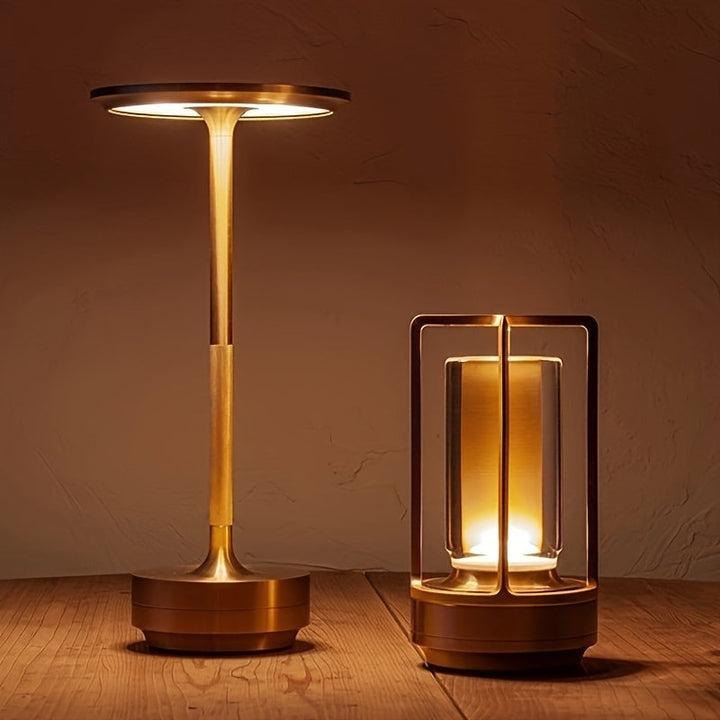 Japanese style LED touch table lamp. Zen-inspired cordless light for serene home decor.