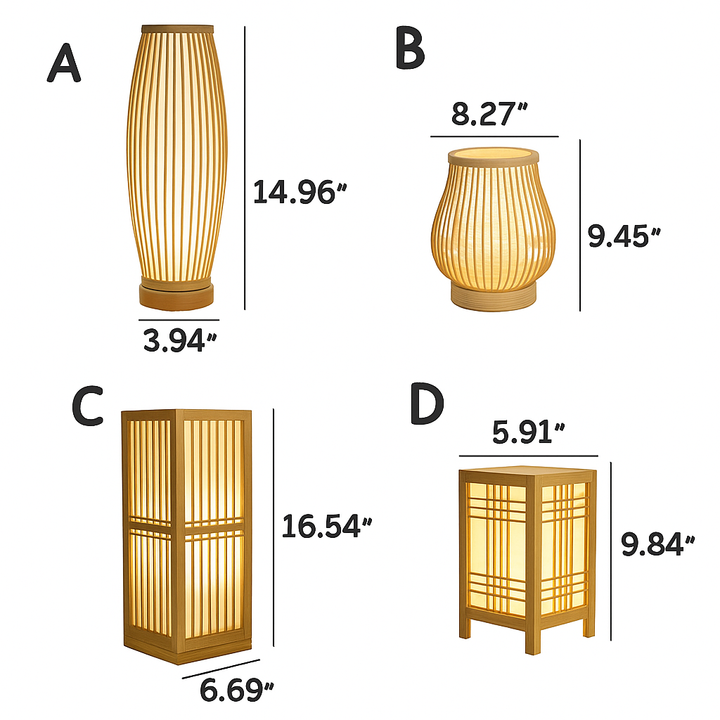 Beautiful Japanese rice paper lamp. Wood table lamp for a tranquil Zen ambiance & soft, minimalist lighting.