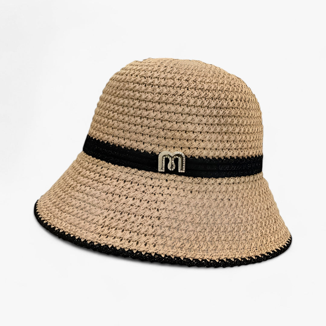 Khaki wide brim sun hat for women, foldable and stylish beachwear, perfect summer travel accessory