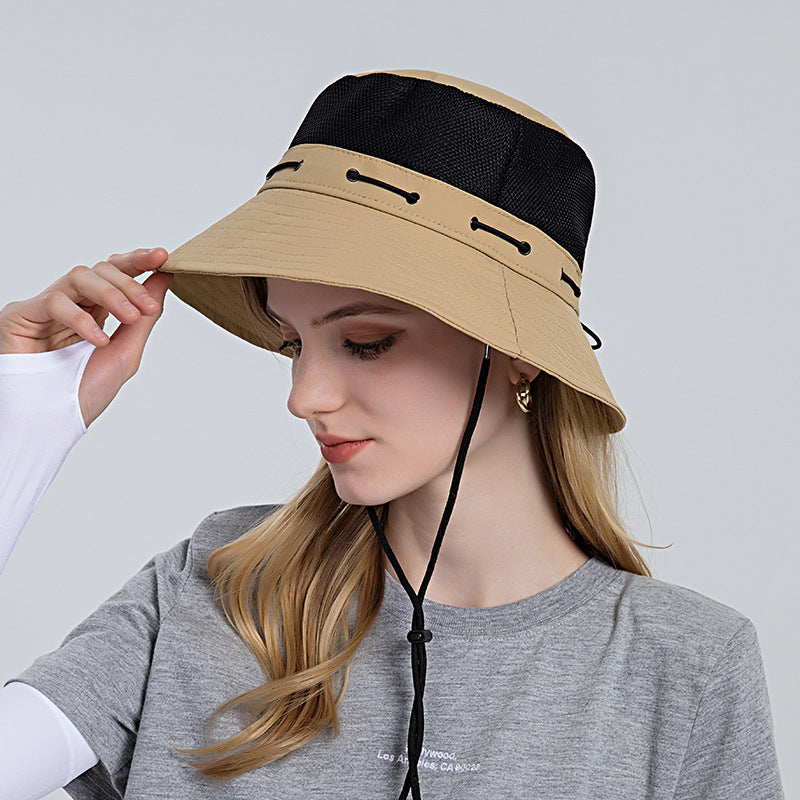 Khaki women's stylish breathable sun hat, perfect summer accessory for beach or travel