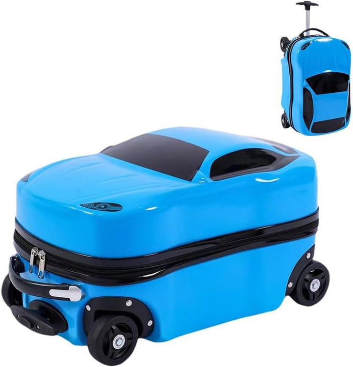 Fun 18-inch pull-along car suitcase, hardshell luggage for kids' holiday travel