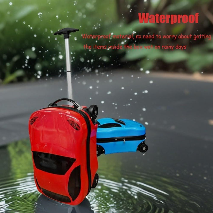 Compact 18-inch car suitcase for kids. Pull-along wheeled luggage for children's travel bags.