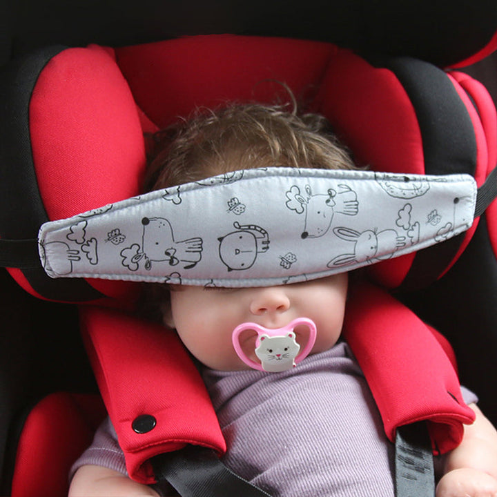Kids' adjustable car seat head support cushion for comfortable toddler travel, soft neck support.