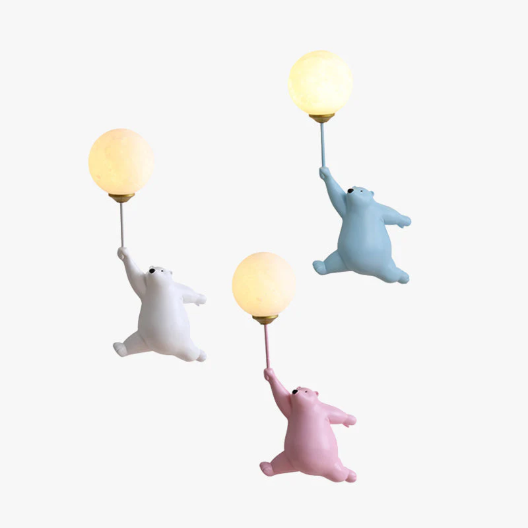 Decorative bear LED wall lamp, a sweet nursery light perfect for kids' room ambiance.