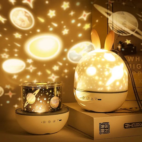 Calming starry sky projector night light for kids, creating a magical atmosphere for sleep.