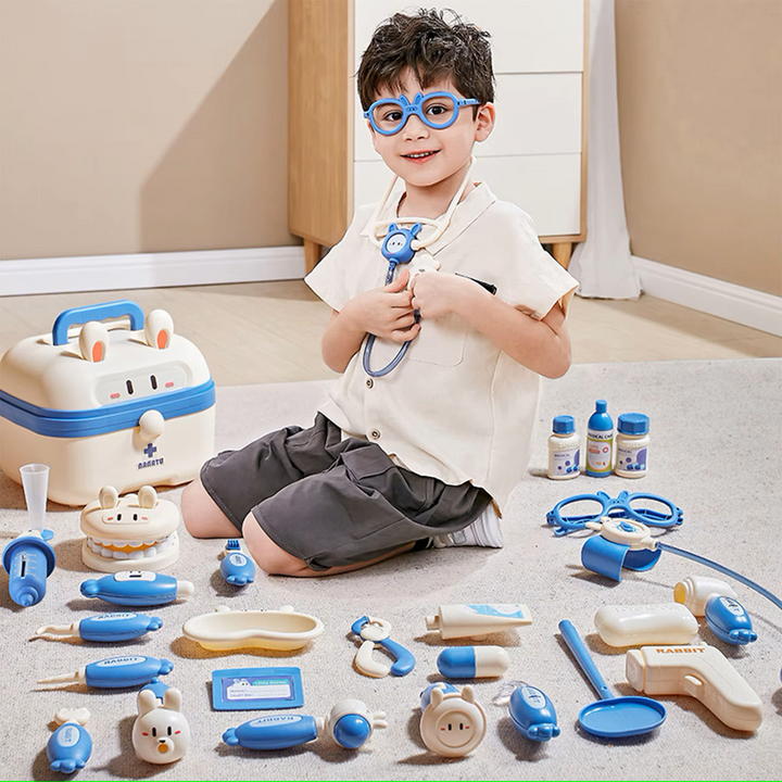 Toddler doctor playset with realistic sound & light features for engaging interactive pretend play.