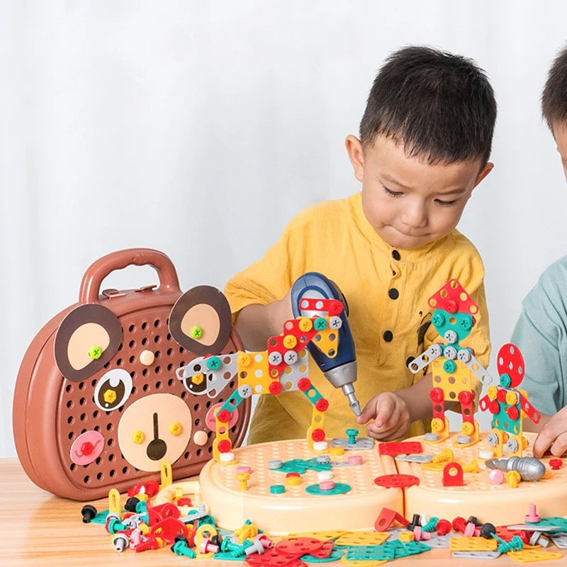 Kids' Interactive Tool Box with colorful plastic tools for creative building & pretend play activities.